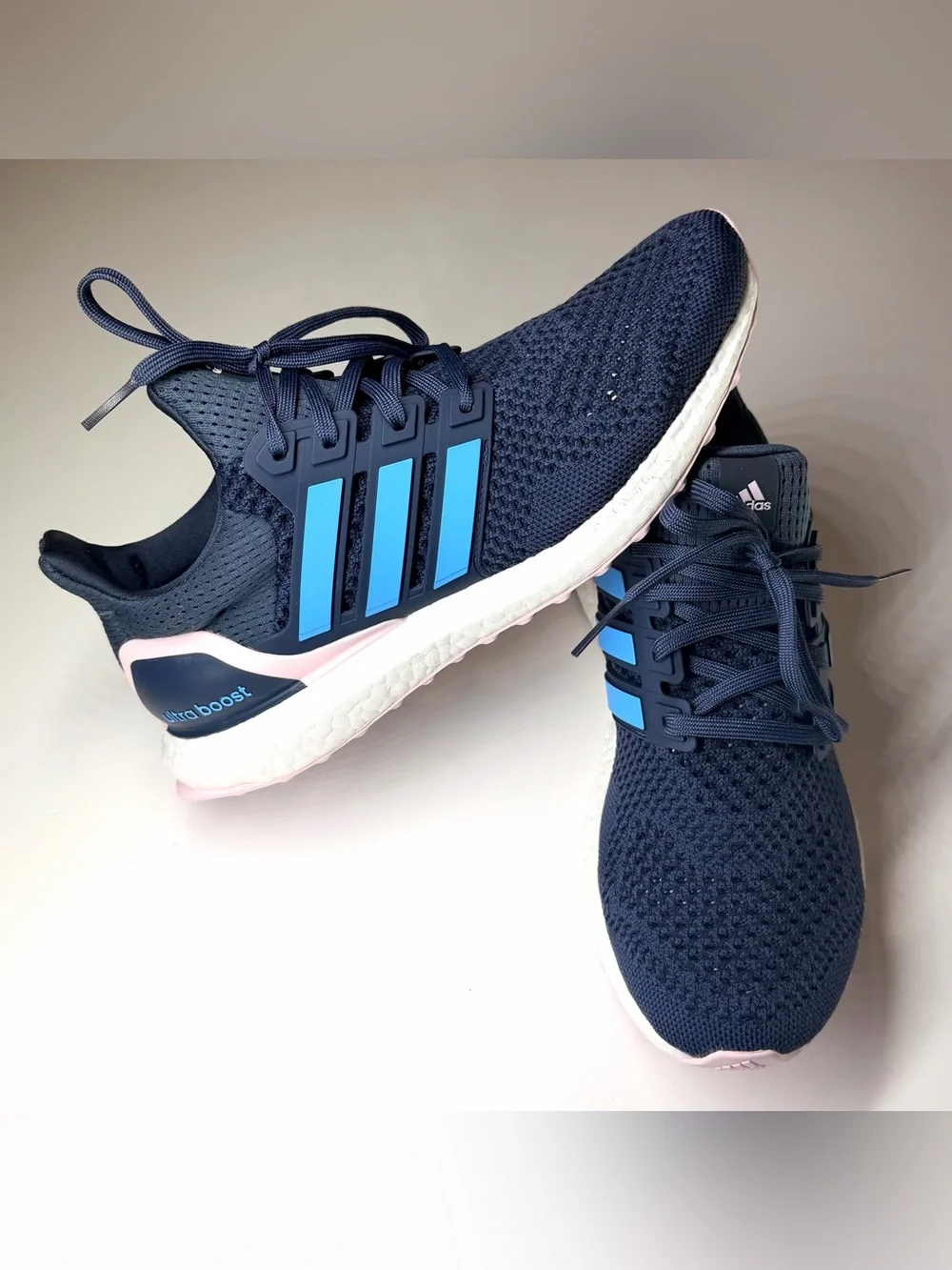 Adidas Women’s Ultraboost 1.0 Navy/ Pink / White Running Shoes Size- 8.5